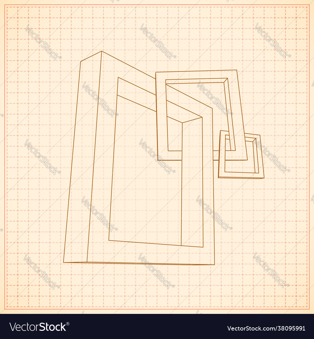 Three rectangular 3d frames blueprint