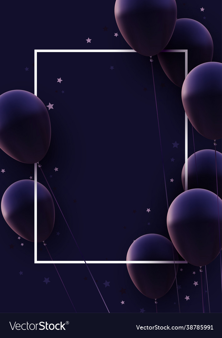 Vertical frame with matt dark violet balloons