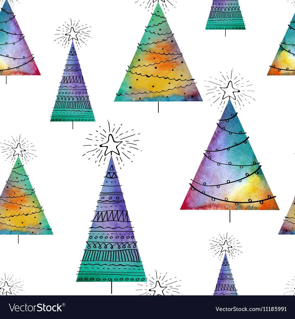 Watercolor Christmas Trees Pattern
