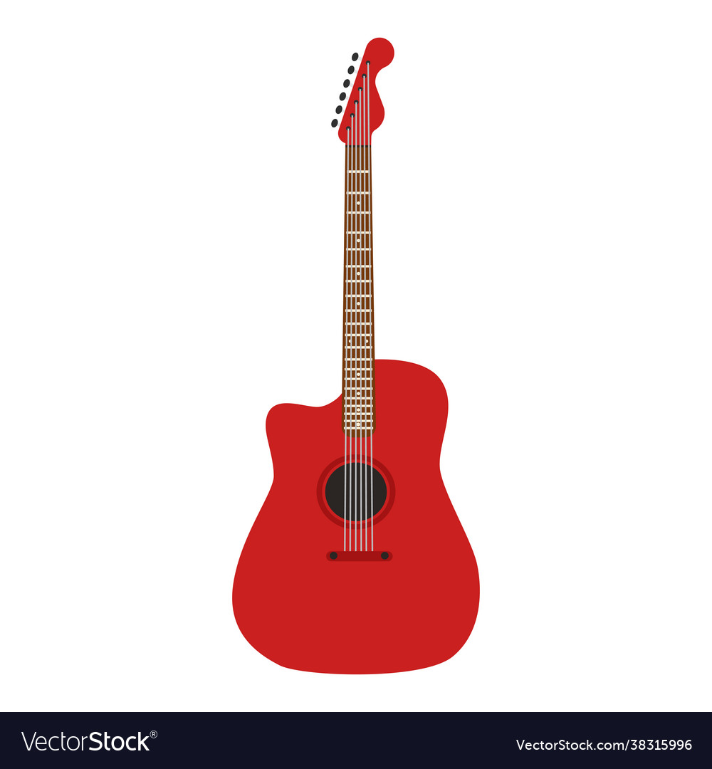 Acoustic guitar music instrument with string icon