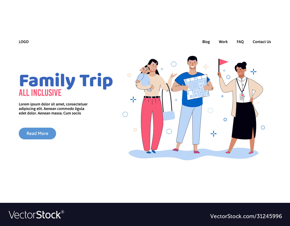 All inclusive family travel trip banner template