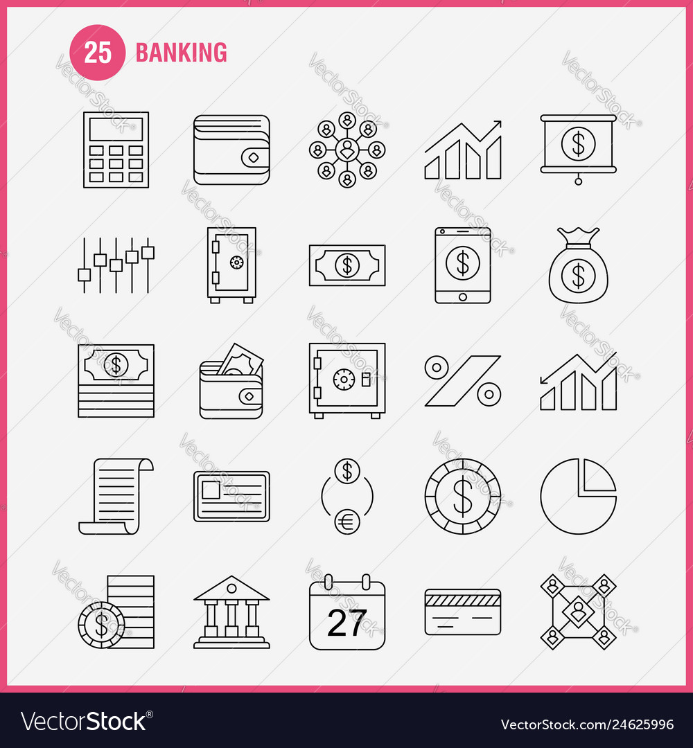 Banking line icon for web print and mobile uxui vector image Banking line icon for web print and mobile uxui