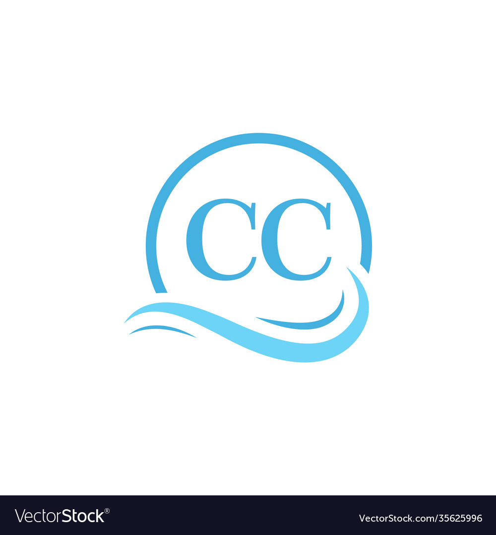 Cc lettering logo design in water wave modern