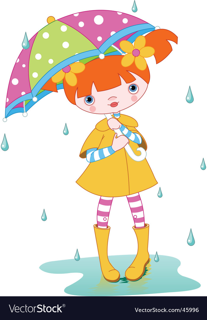 Girl rain Royalty Free Vector Image - VectorStock