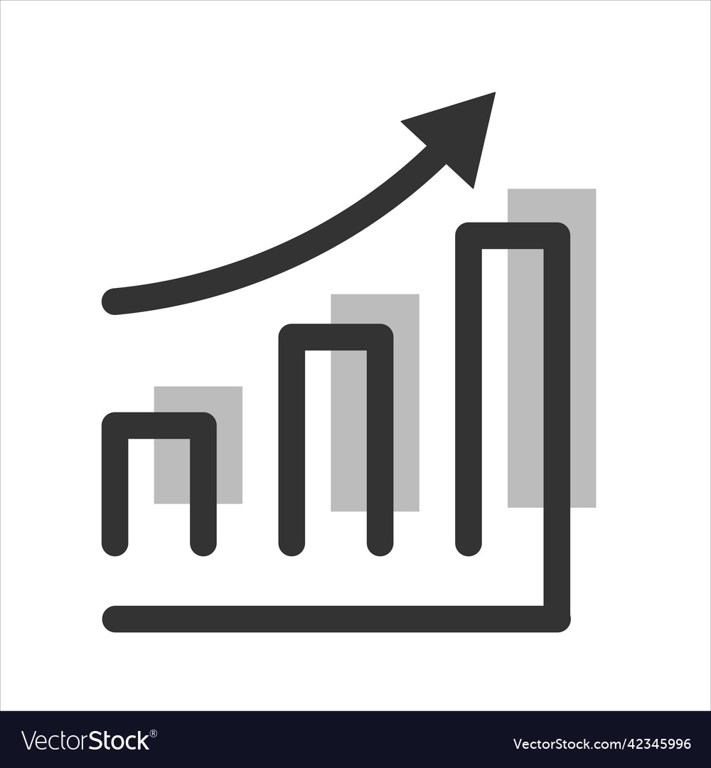 Growing graph bar chart flat icon isolated