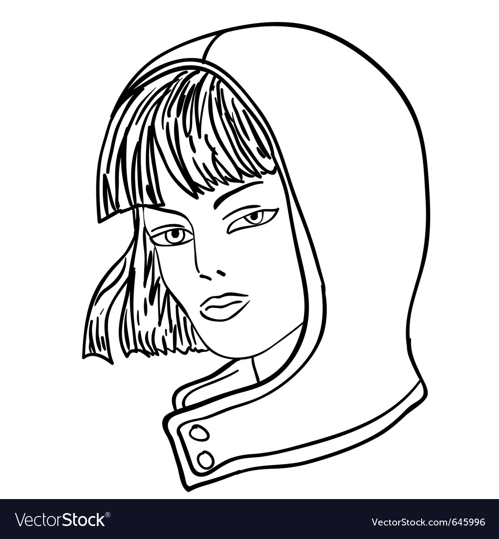 Hand-drawn fashion model womans face