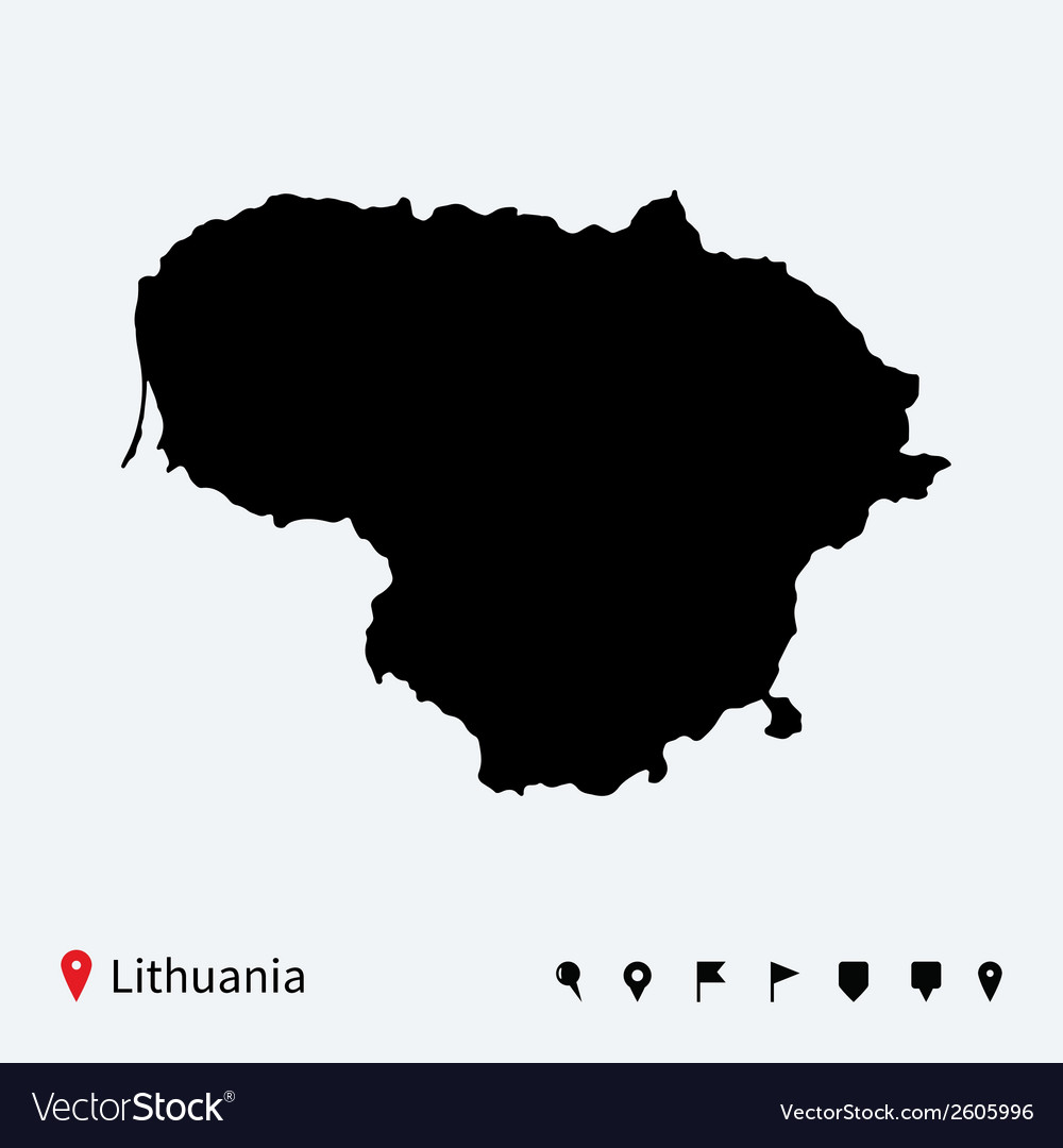 Lithuania Map with Navigation Pins