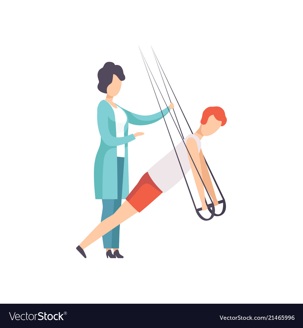 Man doing exercises using special ropes Vector Image Man doing exercises using special ropes