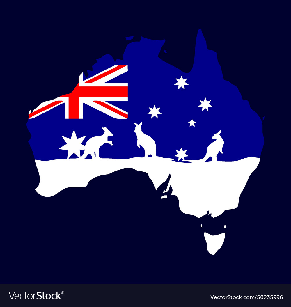 Map of australia in blue Royalty Free Vector Image