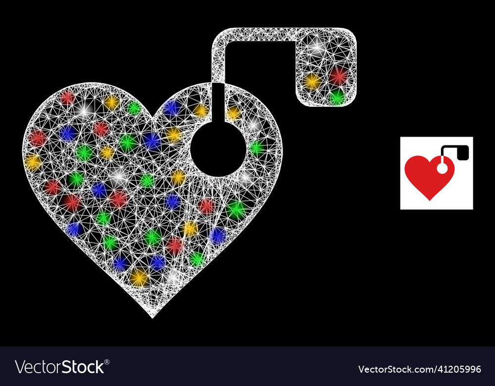 Network web mesh heart pacemaker icon with colored Vector Image Network web mesh heart pacemaker icon with colored