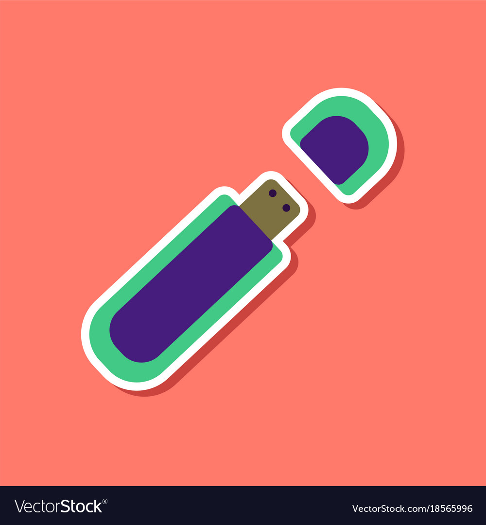 Paper sticker on stylish background flash drive