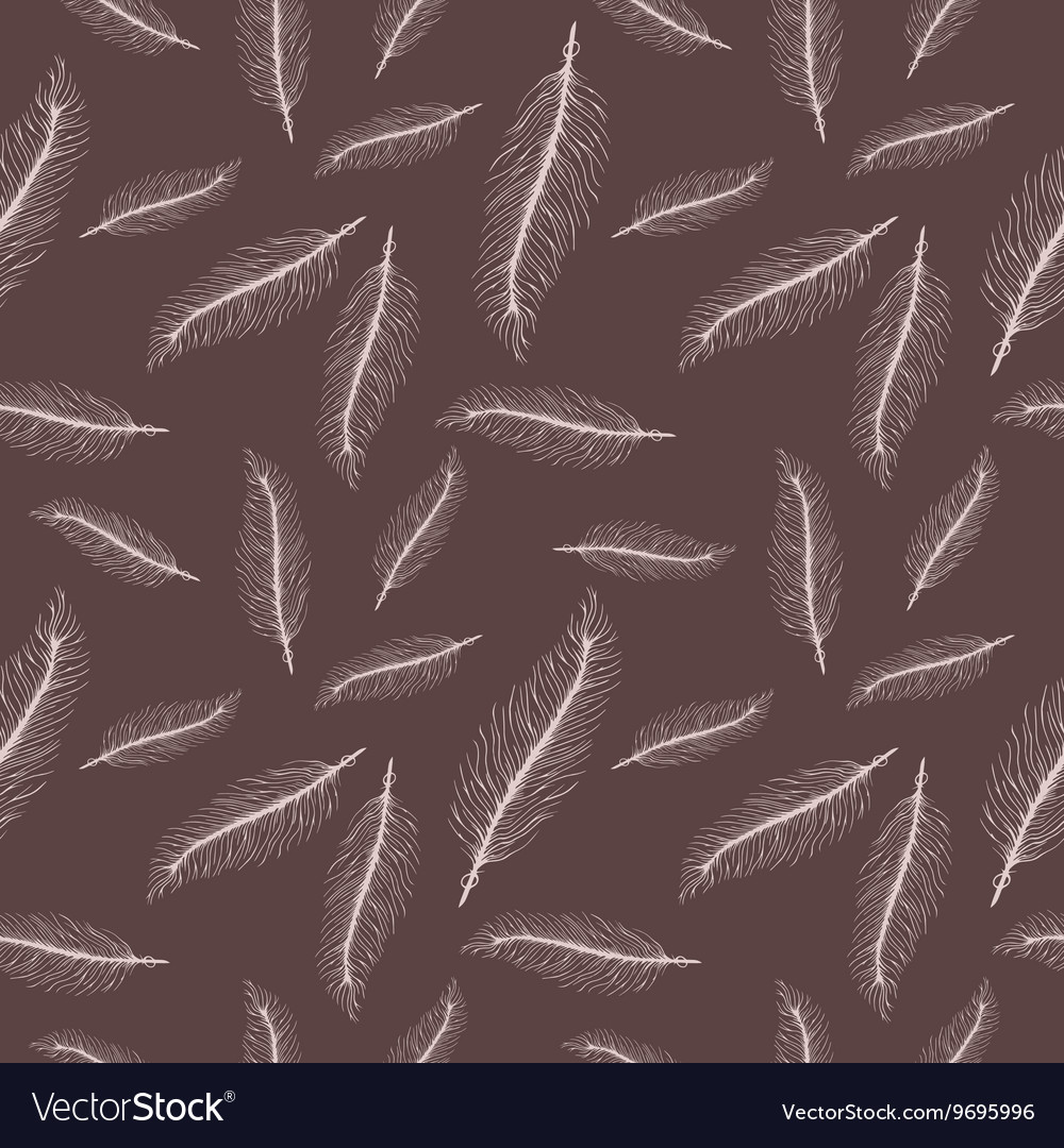 Seamless pattern with beige feathers style