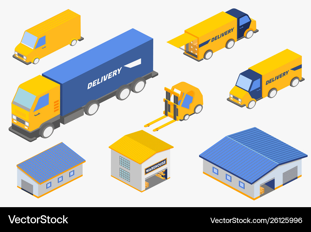 Set isometric various Royalty Free Vector Image