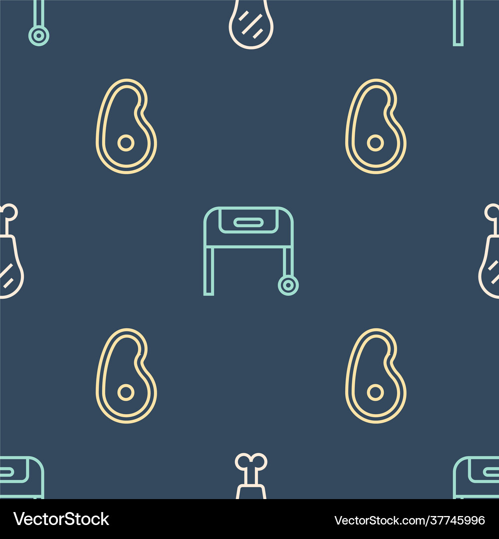 Set line chicken leg steak meat and barbecue Vector Image