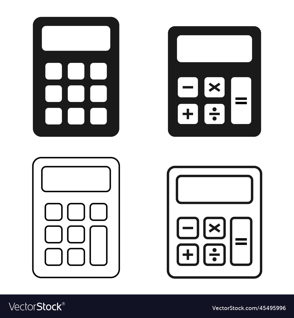 Set of calculator icon mathematics web button vector image Set of calculator icon mathematics web button