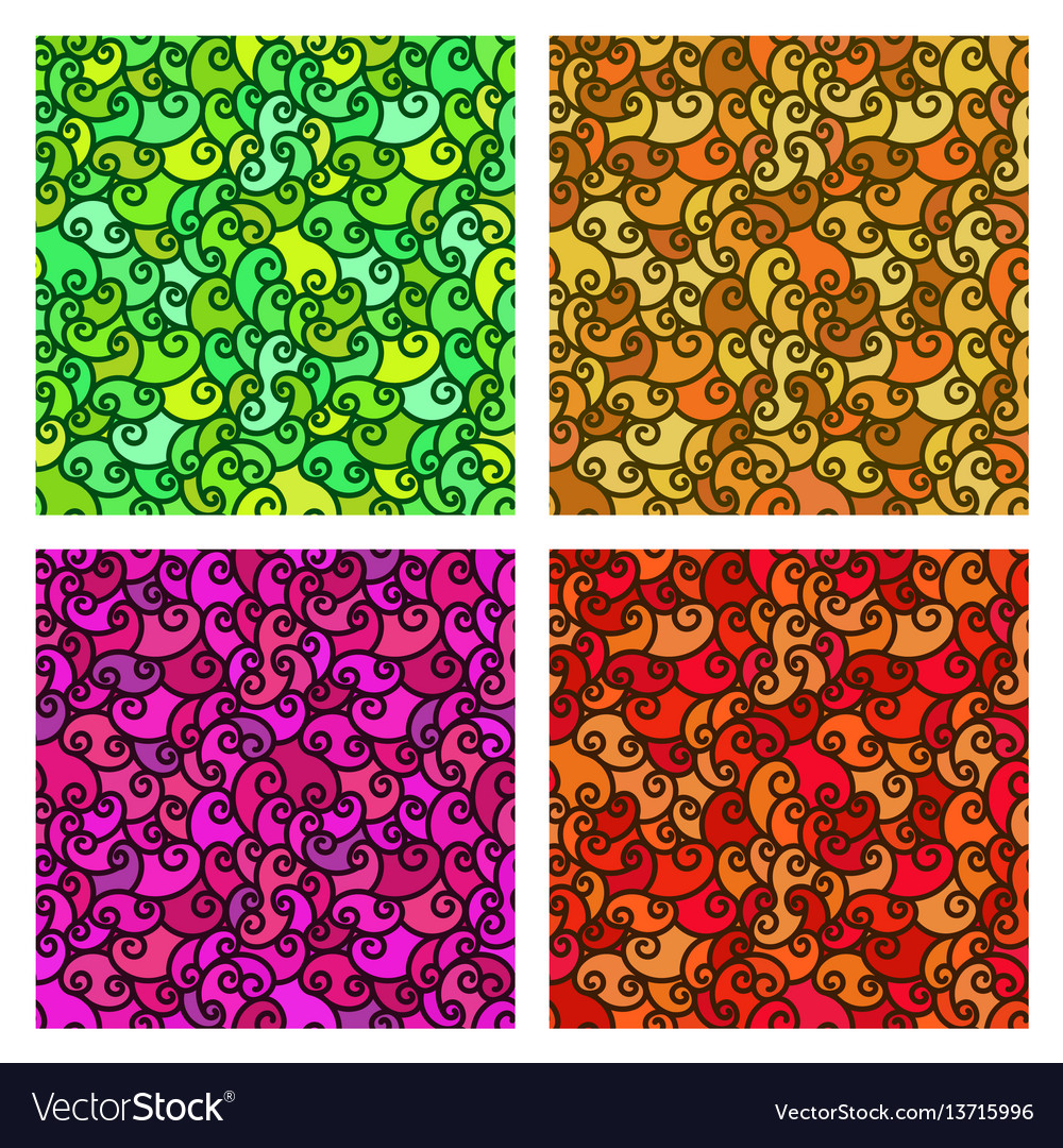 Set of seamless patterns wave colorful background