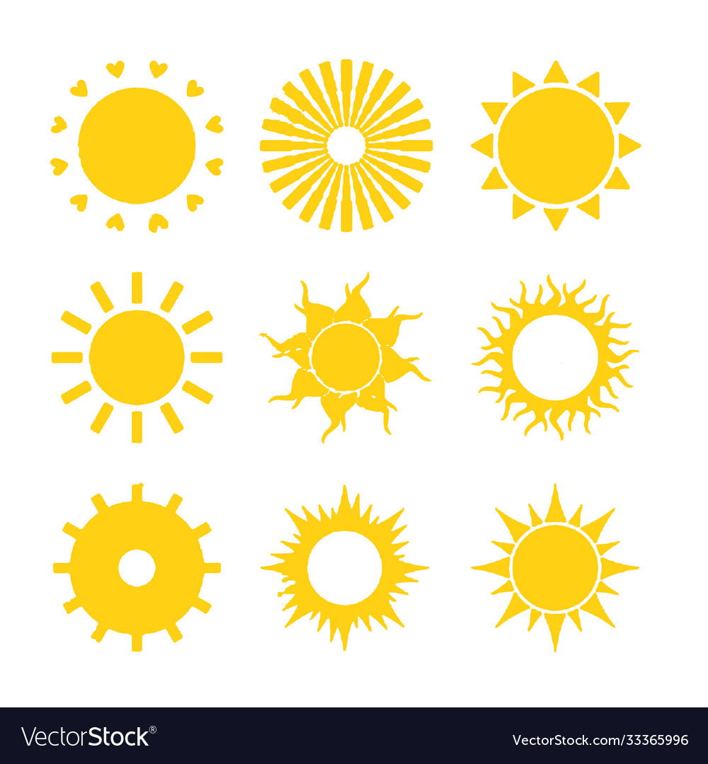 Sun shapes set isolated on white background Vector Image Sun shapes set isolated on white background