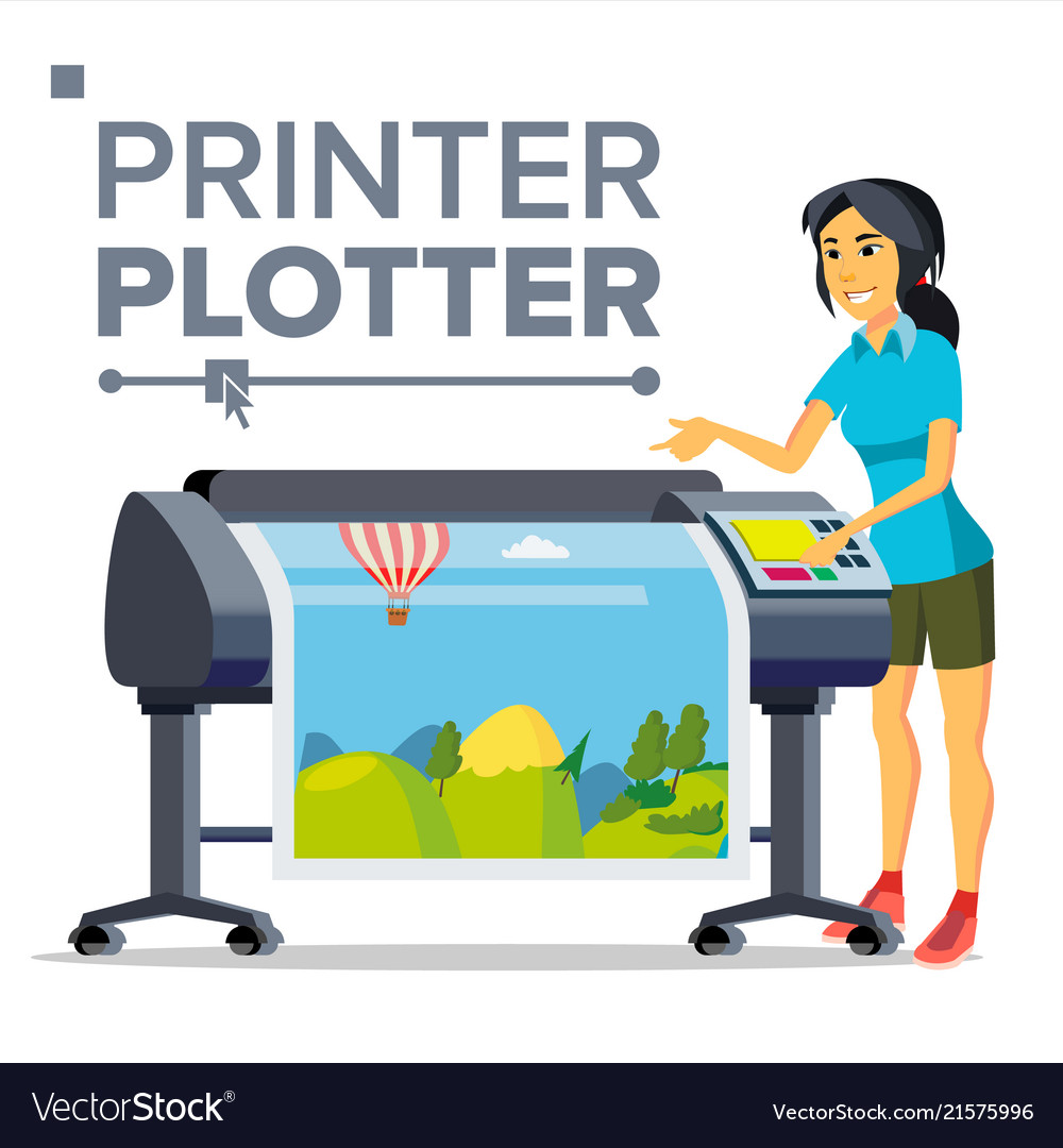 Woman Using Color Plotter