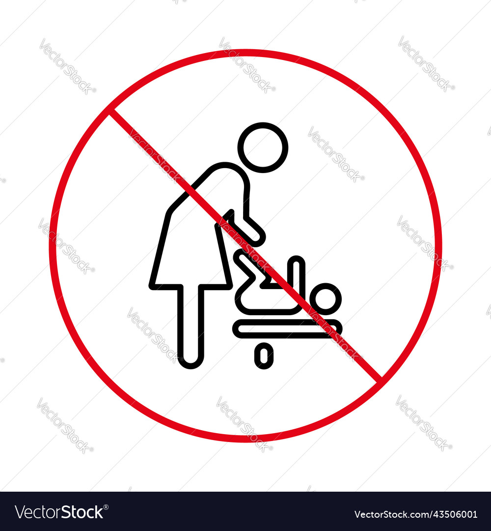 Ban woman baby room black line icon prohibited