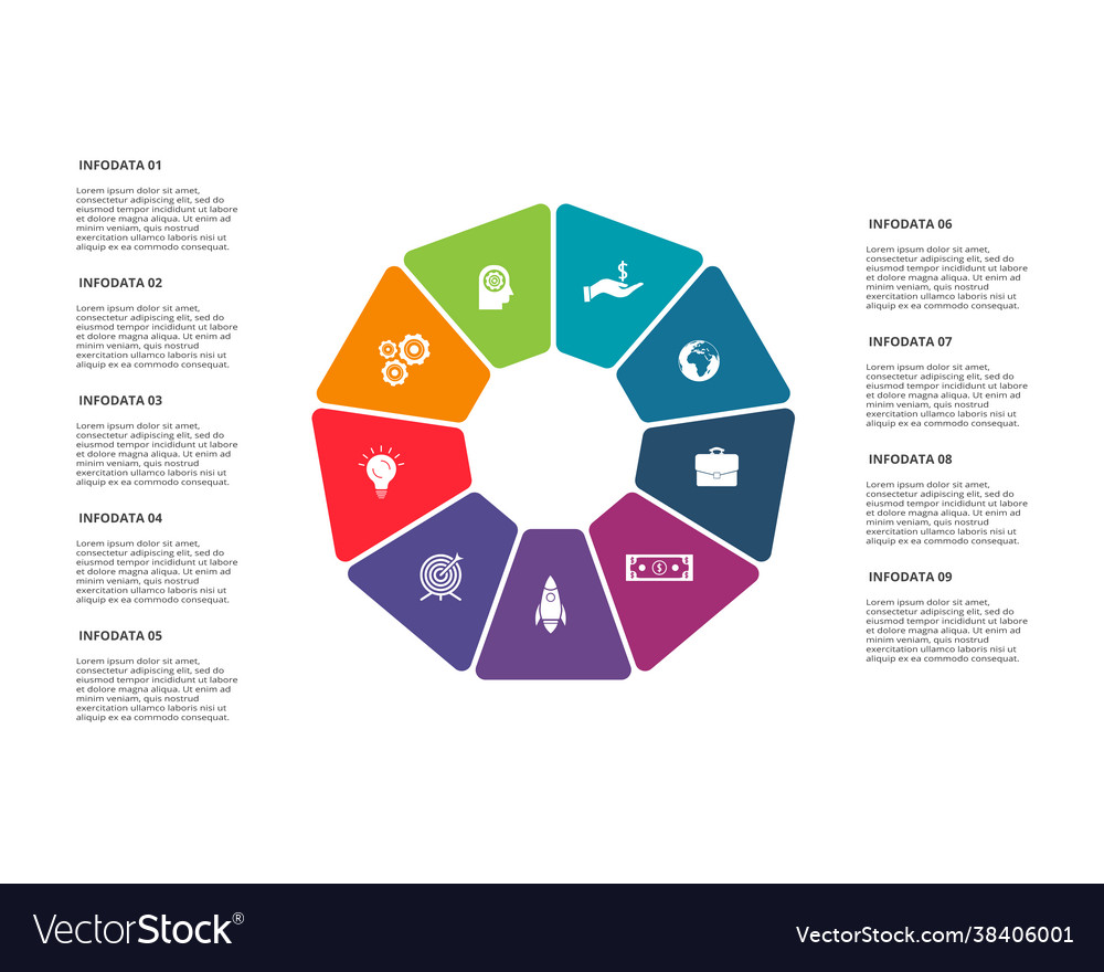 Circle elements graph diagram with 9 steps Vector Image Circle elements graph diagram with 9 steps
