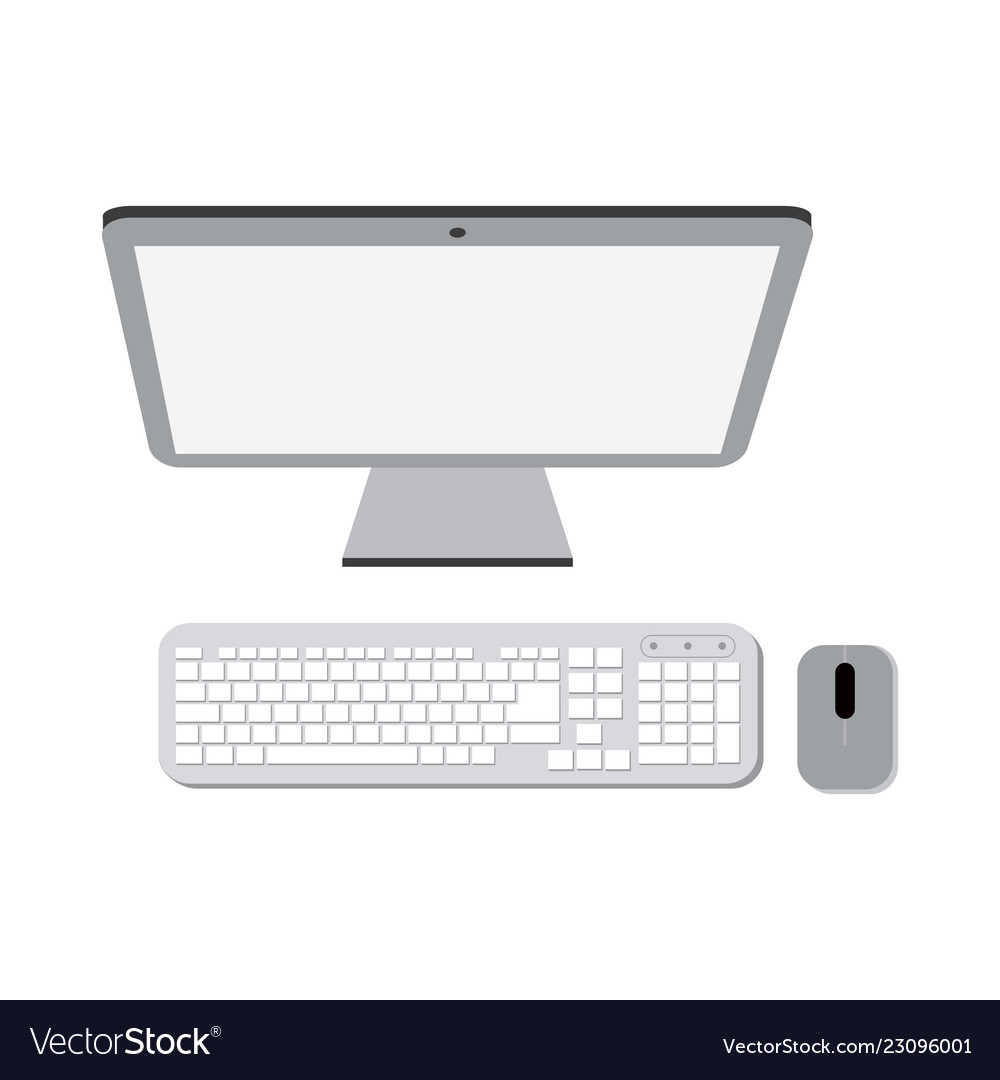 Computer with keyboard and mouse Royalty Free Vector Image