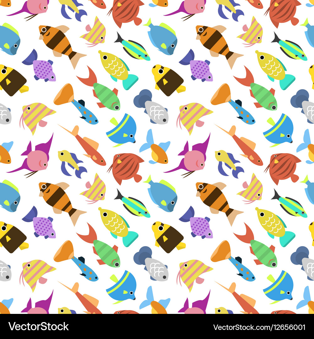 Cute Fish Seamless Pattern Royalty Free Vector Image