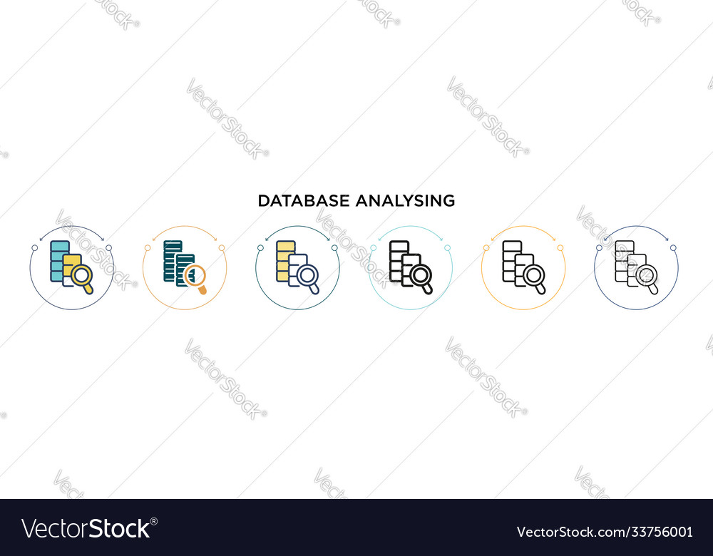 Database analysing icon in filled thin line