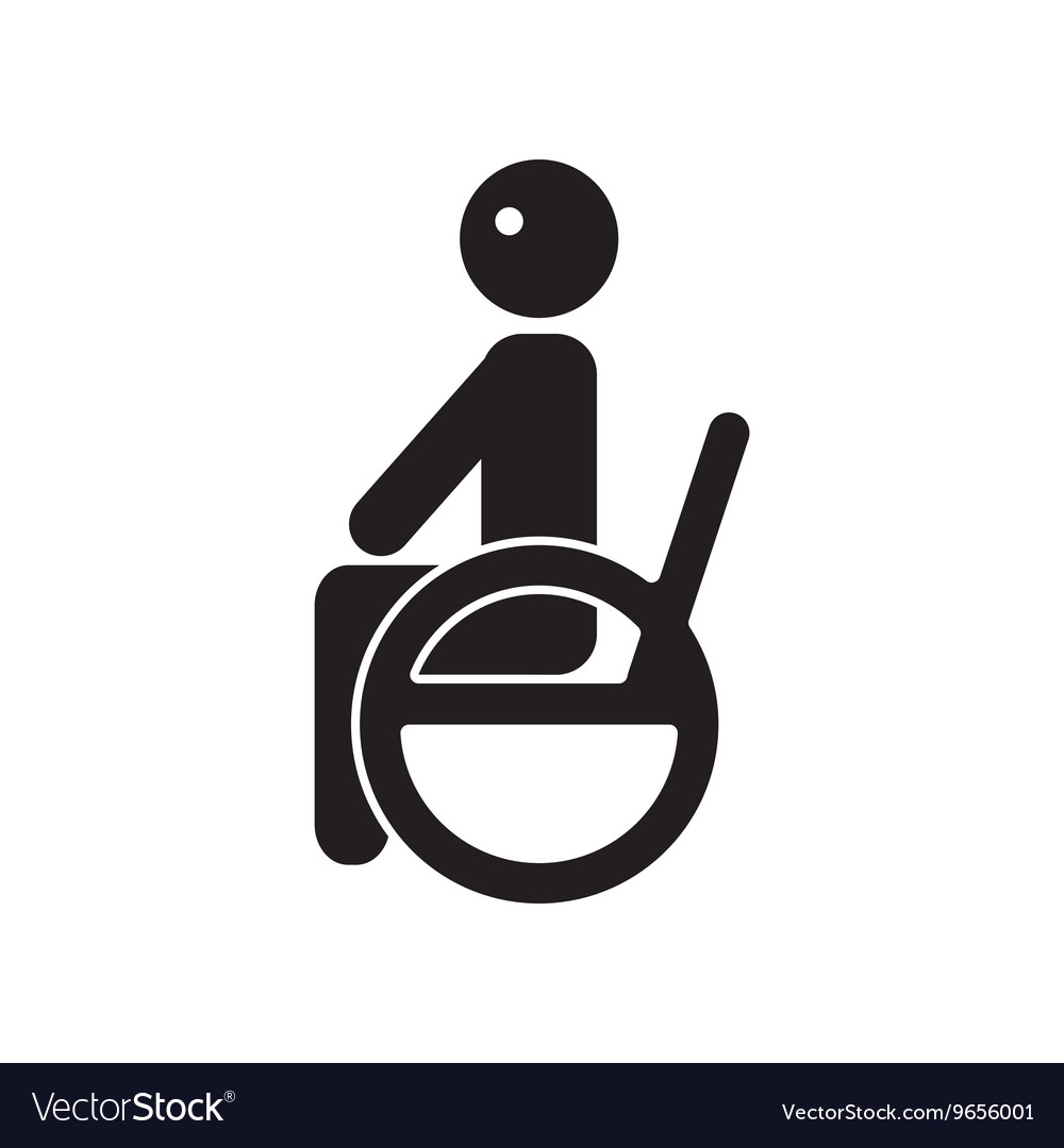 Flat icon in black and white style man wheelchair