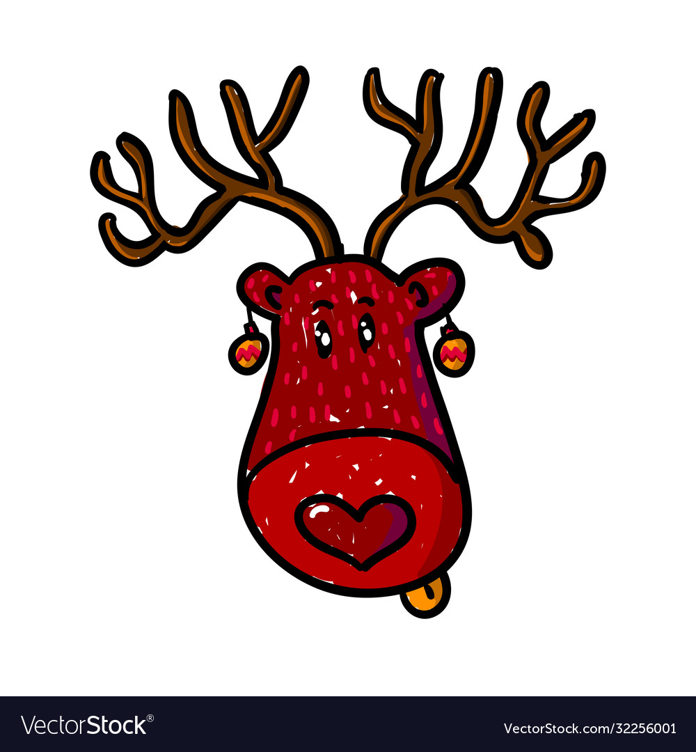 Hand gezeichnet mit einem Weihnachtsdeer doodle Cartoon