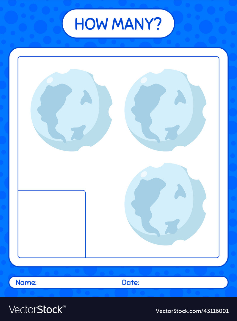 How many counting game with full moon worksheet vector image How many counting game with full moon worksheet