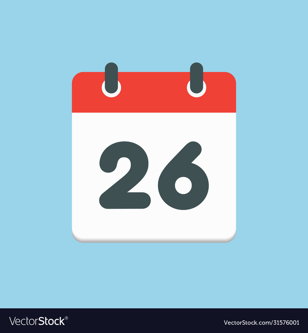 Icon list calendar day date number 26 vector image Icon list calendar day date number 26