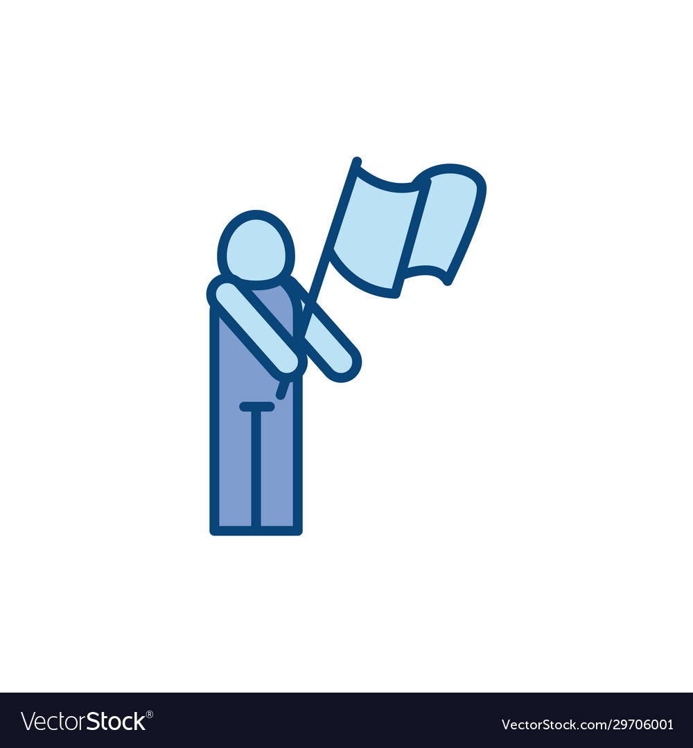 Isolated avatar with flag line and fill style icon