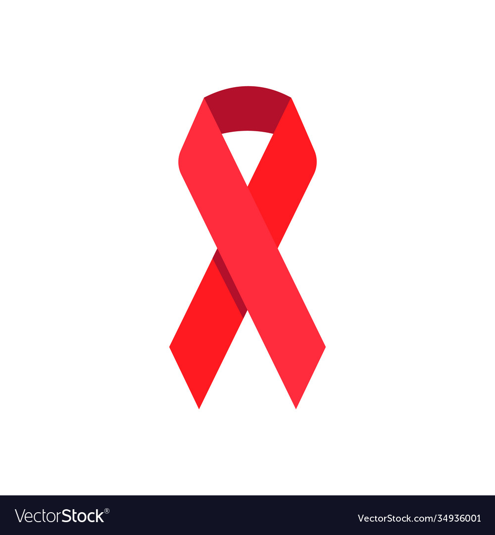 Red Aids Awareness Ribbon Icon Stop Hiv World Vector Image