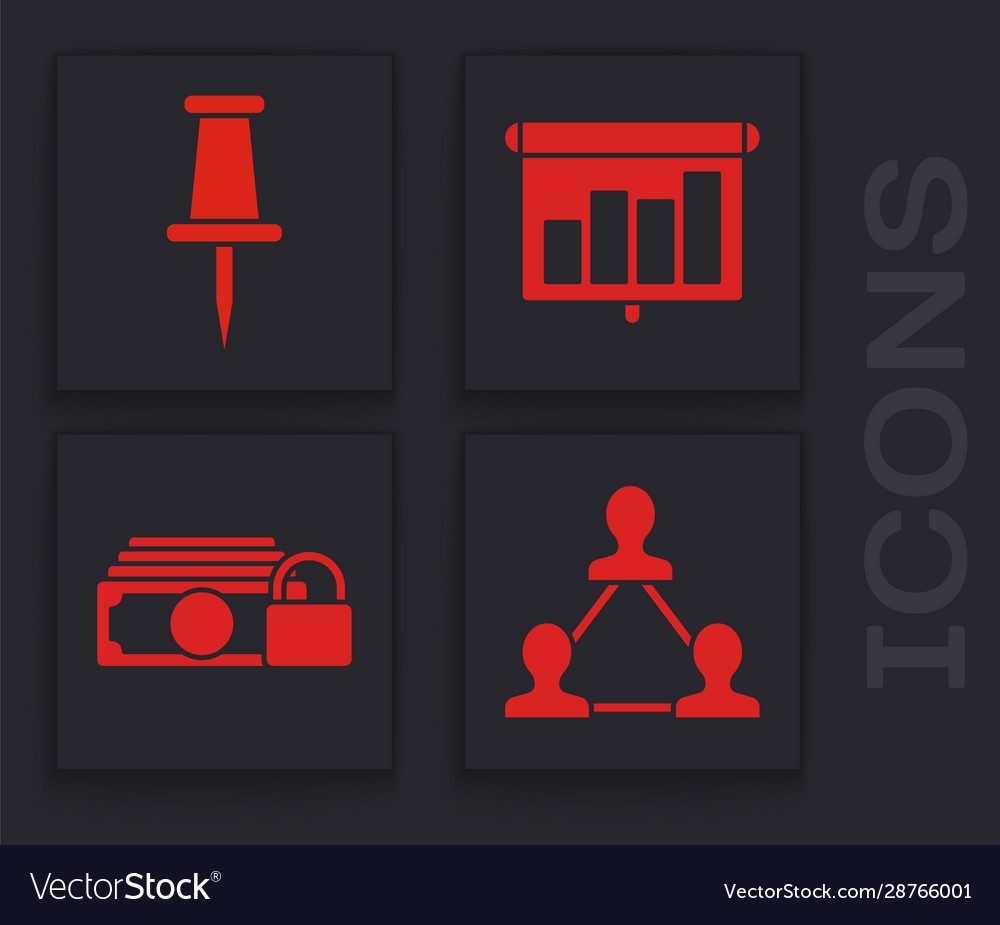 Set project team base push pin presentation vector image Set project team base push pin presentation