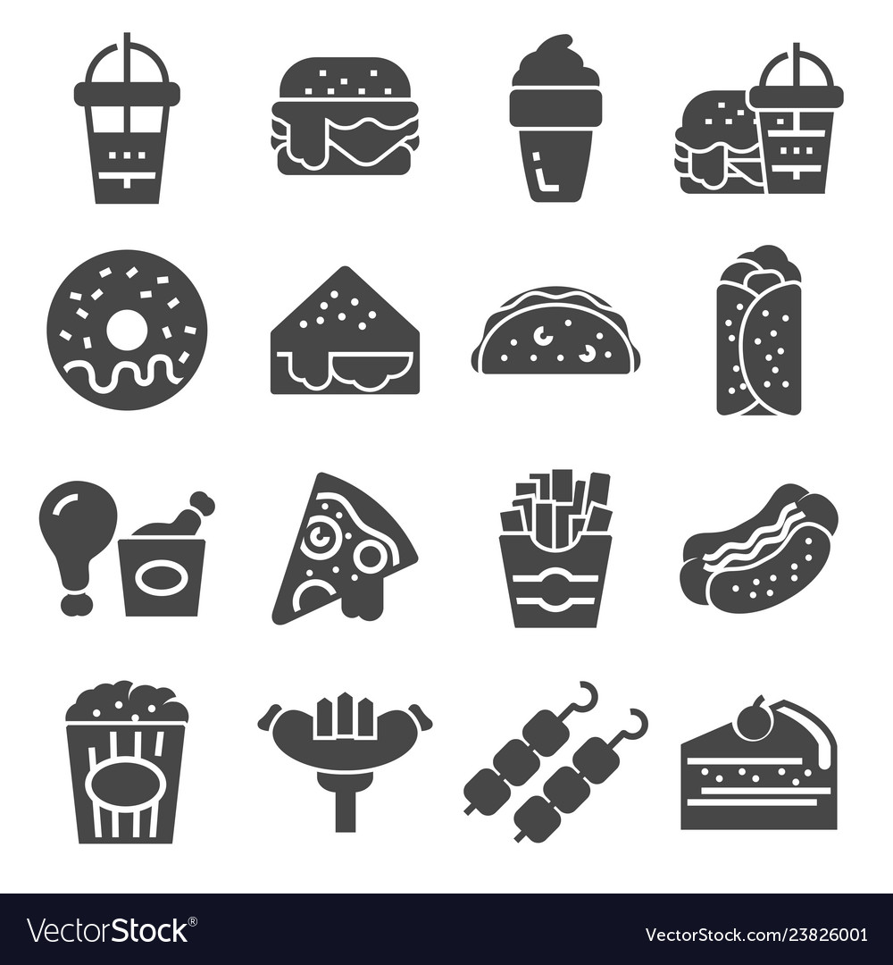 Simple set of fast food icons Royalty Free Vector Image