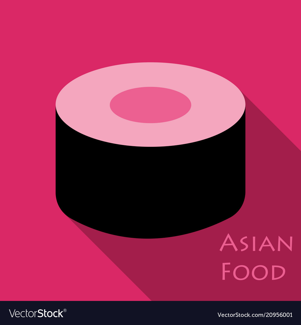 Sushi icon in a flat style with shadow Vector Image Sushi icon in a flat style with shadow
