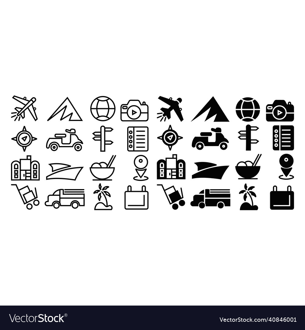 Reise-Symbole setzen Tourismus einfache Icon-Sammlung