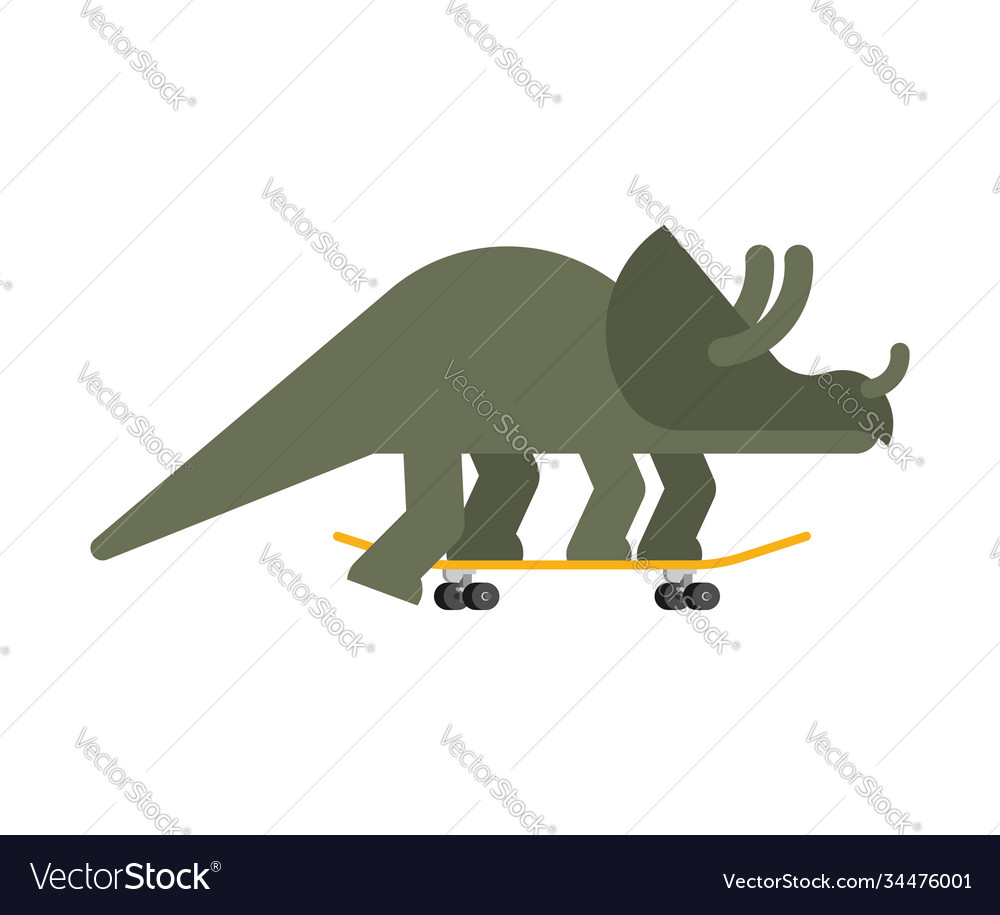 Triceratops on skateboard dino skateboarder