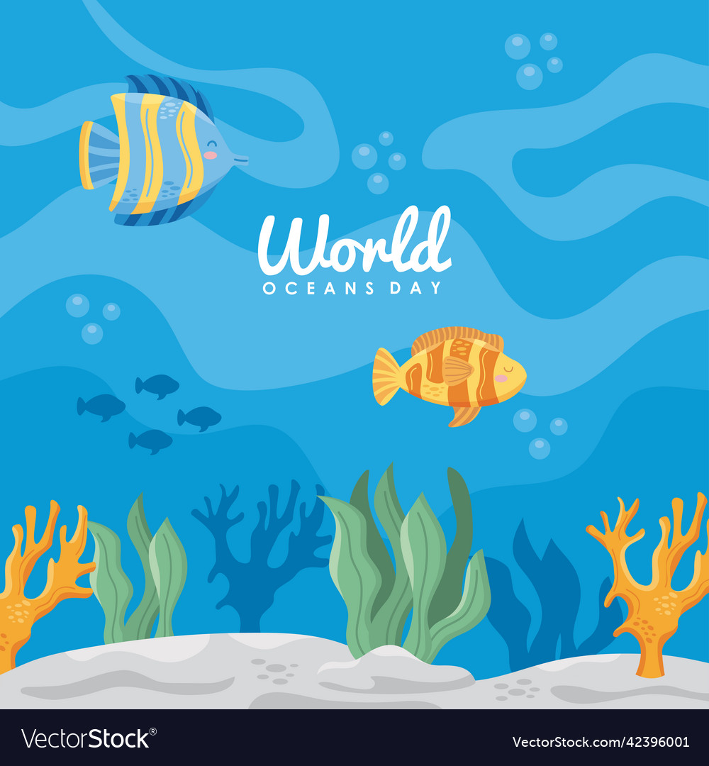 World Oceans Day Lettering Royalty Free Vector Image