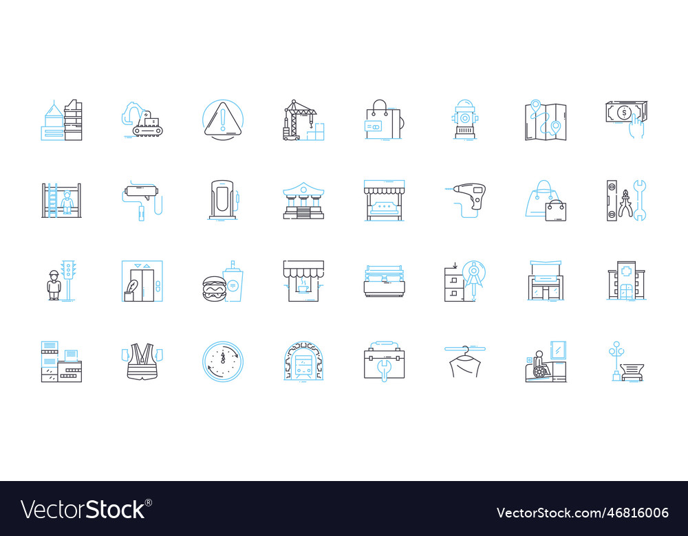 Architecture linear icons set design structure vector image Architecture linear icons set design structure