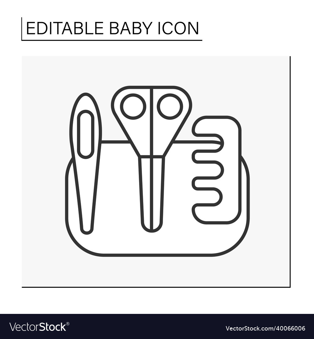 Baby care set line icon