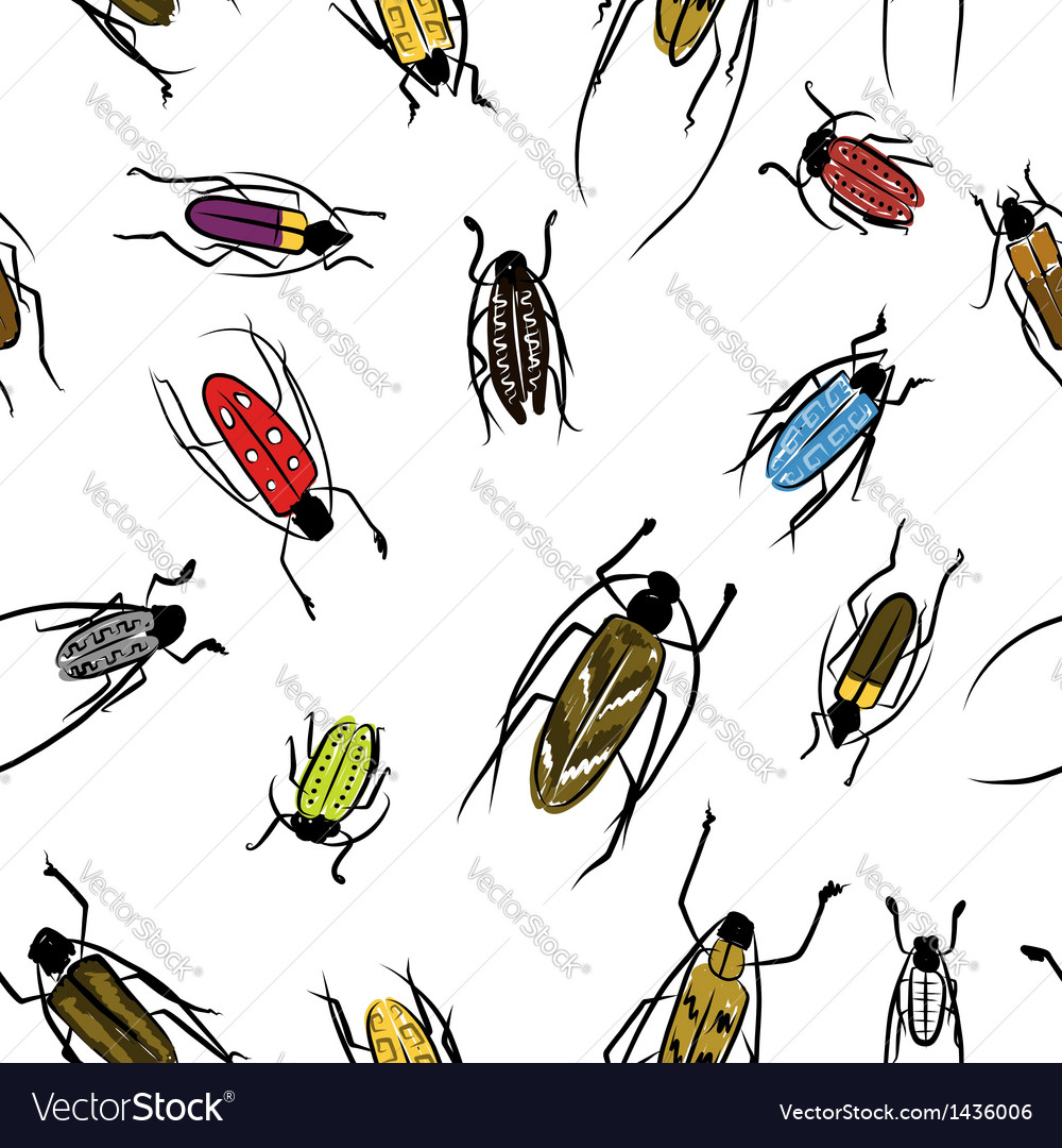 Beetles sketch pattern for your design