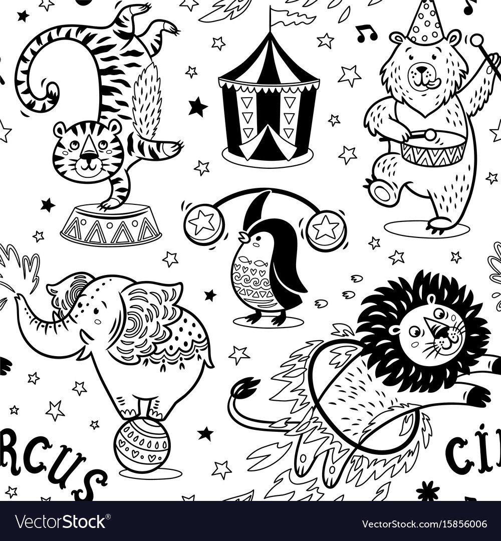 Circus seamless pattern contour background
