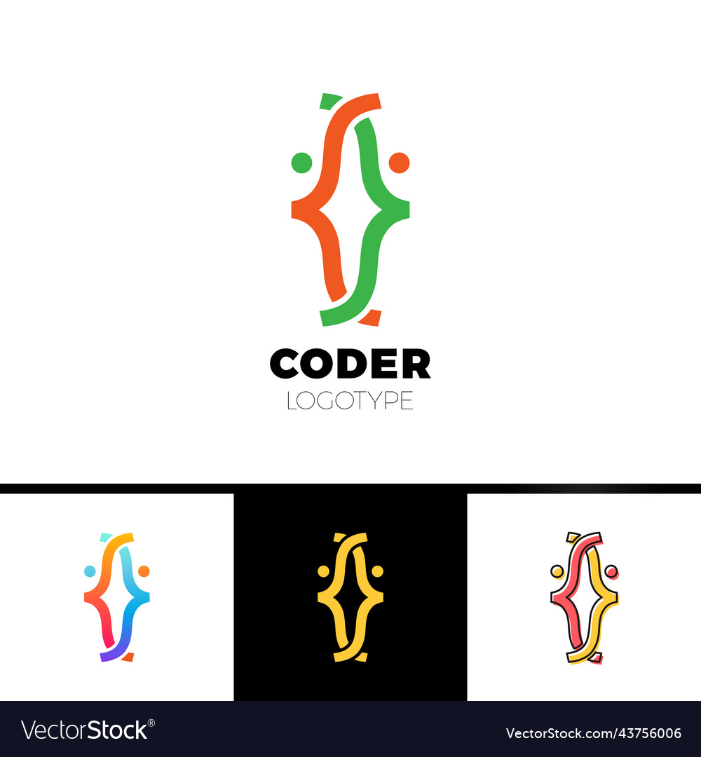 Code bracket man logo - head of two done