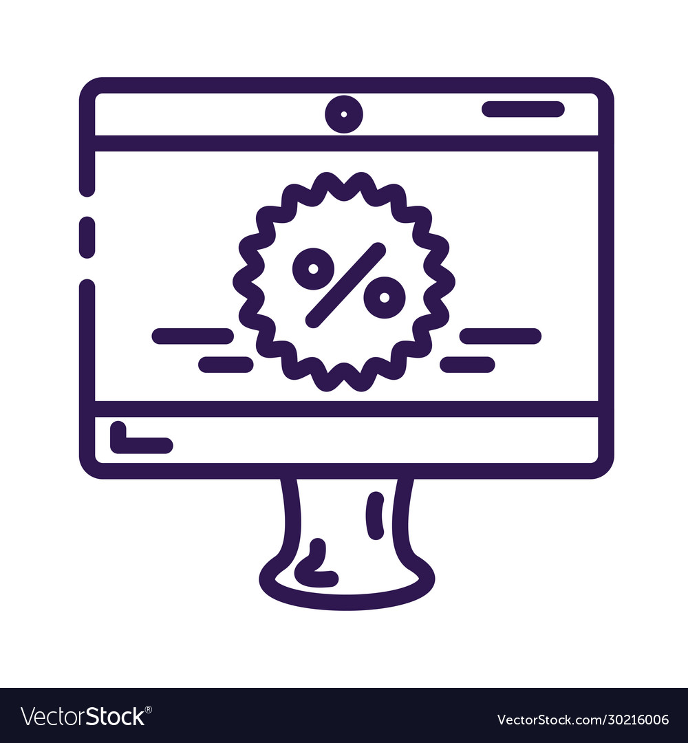Computer desktop with tag line style icon Vector Image Computer desktop with tag line style icon