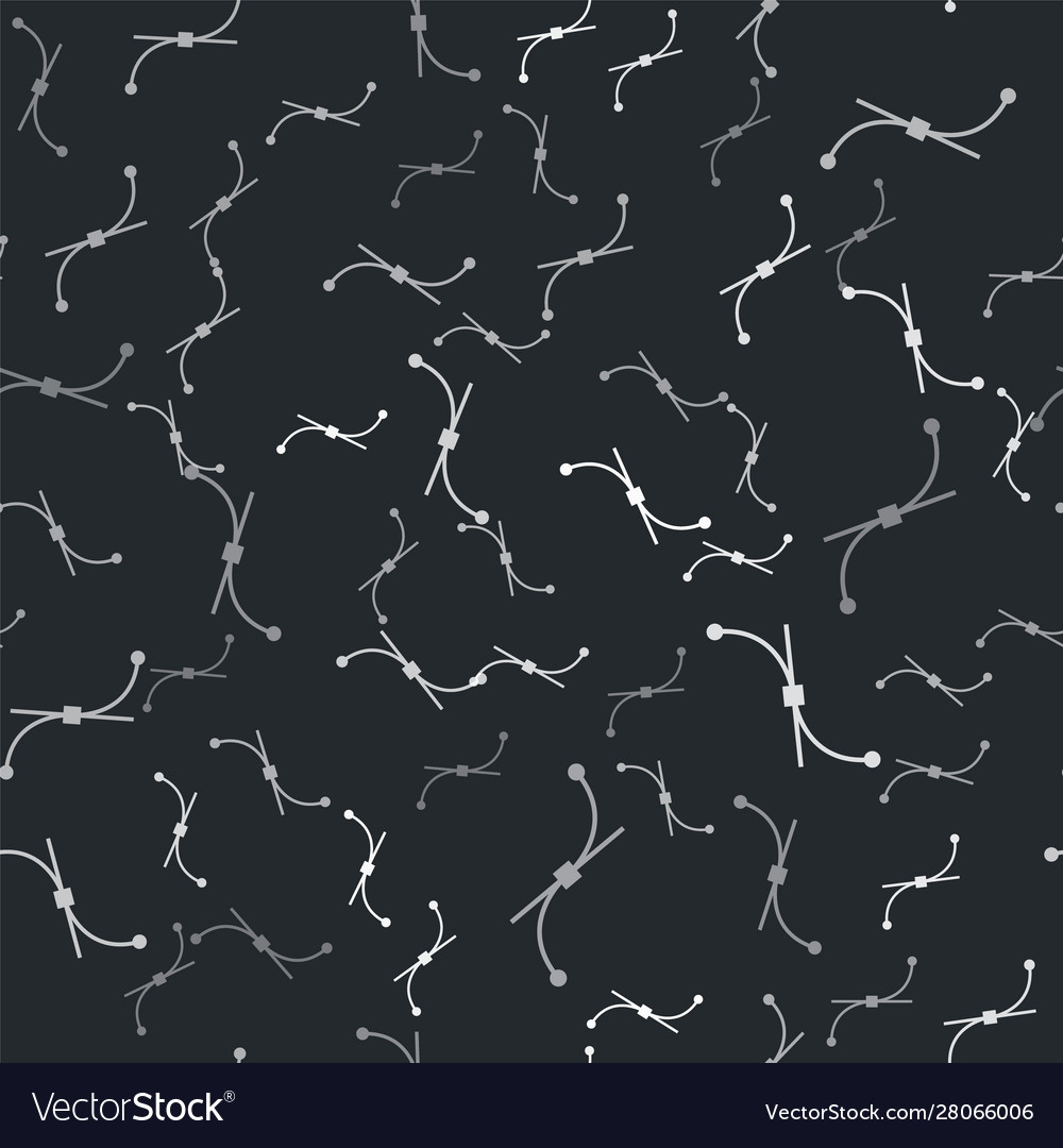 Grey bezier curve icon isolated seamless pattern