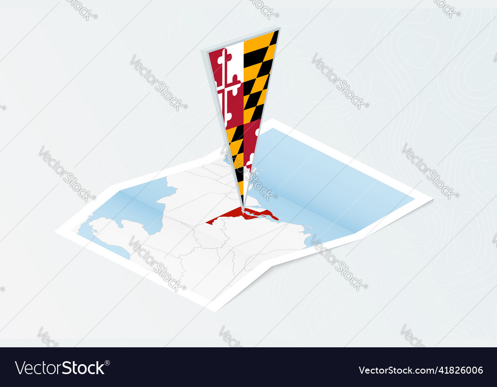 Isometric paper map of maryland with triangular