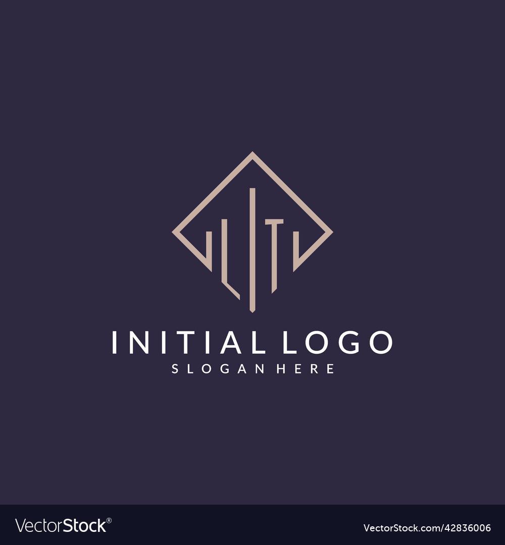 Lt initial monogram logo with rectangle style Vector Image Lt initial monogram logo with rectangle style