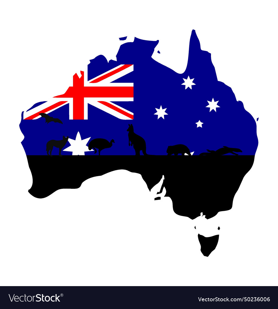 Map of australia in blue Royalty Free Vector Image