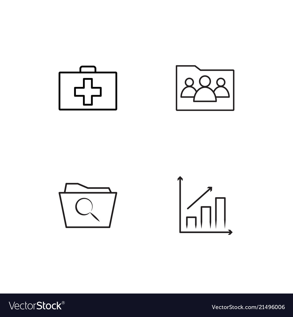 Office linear icons set simple outline